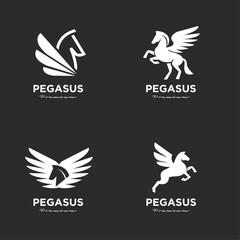 Naklejka premium Pegasus Logo Designs Collection - Modern Winged Horse Branding Symbols