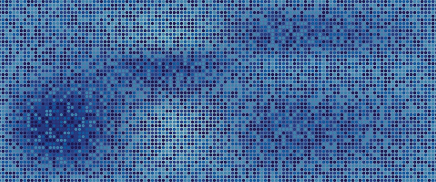 blue mosaic background of small, shimmering square tiles reminiscent of a disco ball or a sparkling dance floor