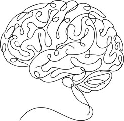 Obraz premium Abstract Brain Concept One Line Drawing Vector Illustration