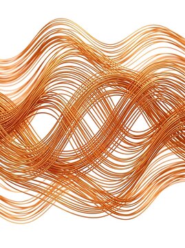 Abstract copper wire wave patterns on white background