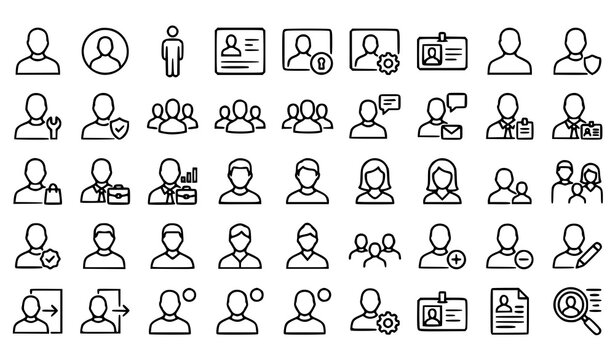 User Profile Line Icon Set with Avatar, Account, Person and Member Symbols Editable Stroke Vector