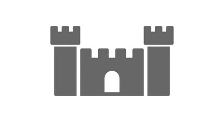 Gray castle icon with towers. © lasmini