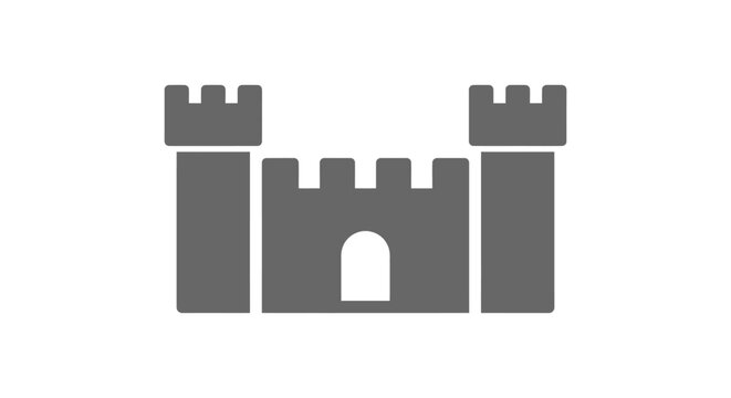 Gray castle icon with towers.