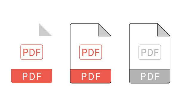 PDF file format icons set red and gray