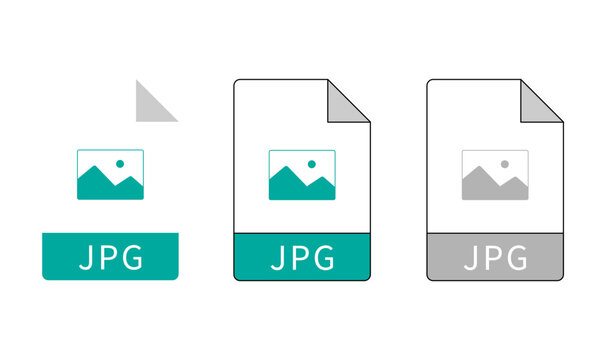 JPG file format icons set teal and gray