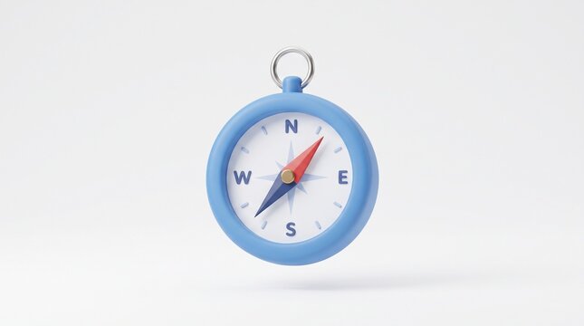 3D Compass Icon Illustration, Navigation, GPS Direction, Travel Route, Location Guidance, Adventure and Wayfinding Concept Route Planning