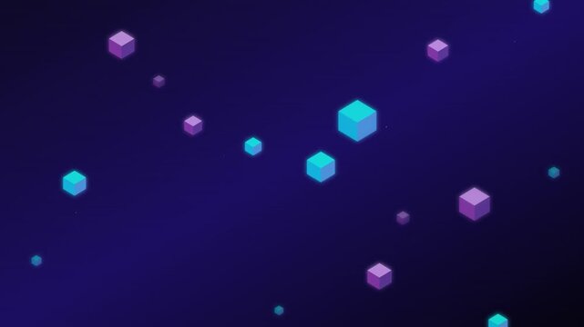 Floating Isometric Blocks Overlay with Tech Color Palette