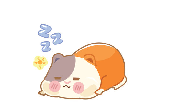 Kawaii sleeping hamster icon with z-symbols and blush education learning