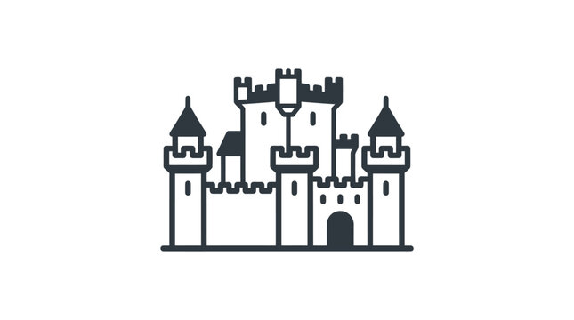 Black and white castle towers silhouette.