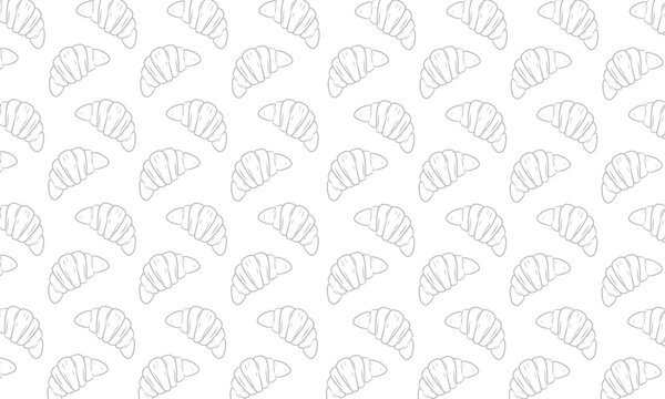 Doodle Croissant pattern. Bread background. seamless pattern of Croissant. bakery doodle theme pattern. doodle croissant pattern illustration.