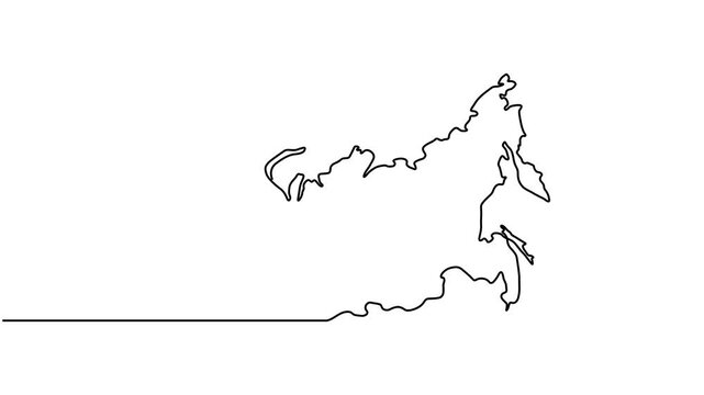 Animated video of Russia map. Map and flag motion graphics for Education, Travel between cities in Russia, infographics, Science, Web Presentations. Russia map concept in doodle style.