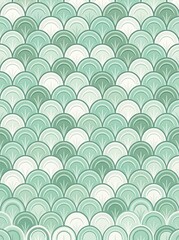 Mint green and white repeating fish scale pattern