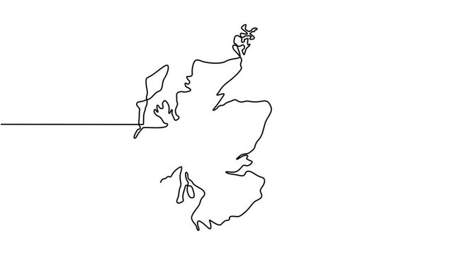 Animated video of Scotland map. Map and flag motion graphics for Education, Travel between cities in Scotland, infographics, Science, Web Presentations. Scotland map concept in doodle style.