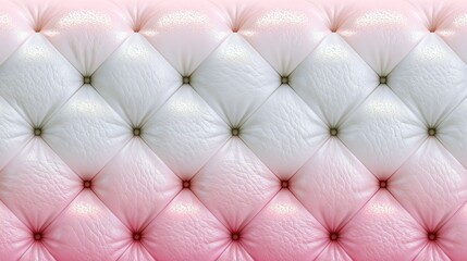 Obraz premium White and pink tufted leather upholstery texture background.
