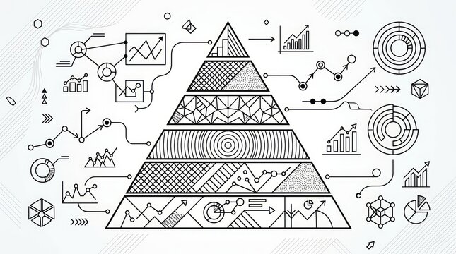 Business infographic elements pyramid chart.
