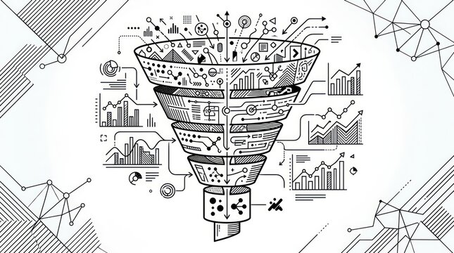 Business Funnel Marketing Strategy Diagram.