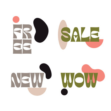 Retro Groovy Wavy Typography Sticker Asset