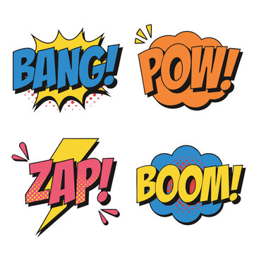 Comic Book Pop Art Sound Effects Vector Set