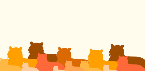 group of colorful tigers in a row sitting down © foxndeer