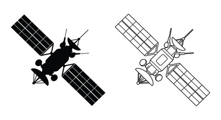 Communication Satellite With Solar Panels Black Silhouette © MDSAJIB