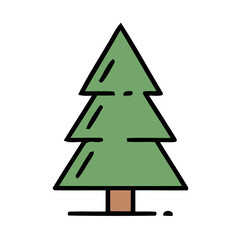 Fototapeta premium Green pine tree icon. Minimalist fir tree illustration for nature and forest design.