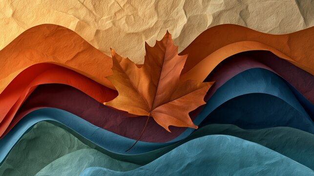 Autumn leaves abstract art background with vibrant colors and flowing shapes, a beautiful fall season design