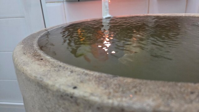 water flowing from a fountain
