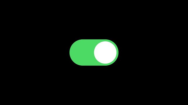 Minimalist Toggle Switch Button Looping Animation on Black Background
