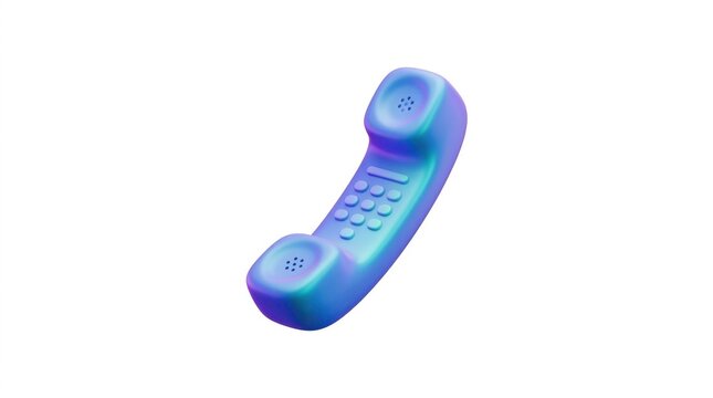3D stylized telephone handset in iridescent colors on white background