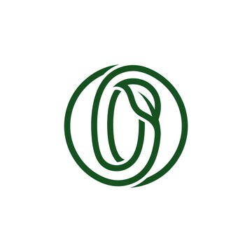 Green circular leaf logo design representing nature and ecology