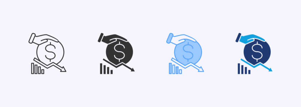 Recession Icon Set Multiple Style Collection Illustration