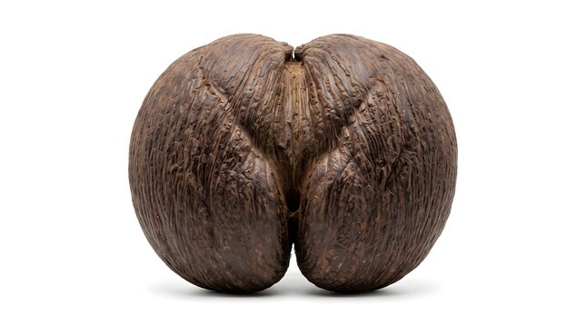 Coco de Mer Seed Isolated on White Background, Whole Rare Double Coconut Nut