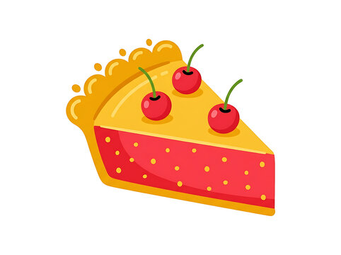A vibrant vector-style slice of cherry pie with fresh berries, isolated on a transparent background.