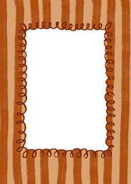 Autumn Aesthetic Curly Border Card Template with Terracotta Stripes