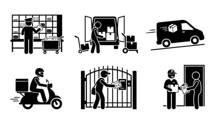 Fototapeta premium Delivery courier and logistics distribution service icons.