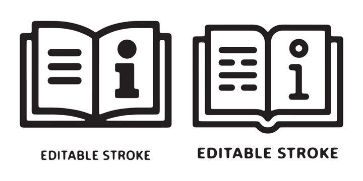 Information booklet icon set with editable stroke for document layout design and project interface ui.