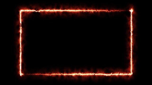 4K Animated Fiery Rectangle Red Fire Energy Seamless Loop 16:9 Ratio - Gaming Streaming Webcam Border and Hot Heat Overlay Concept