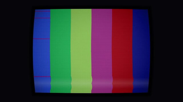 Colorful CRT Television Screen Test Pattern with Vertical Stripes.