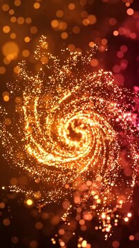 Glowing Particle Swirl Abstract Background - A mesmerizing abstract visual features a swirling vortex of golden, glowing particles against a dark, softly blurred background.