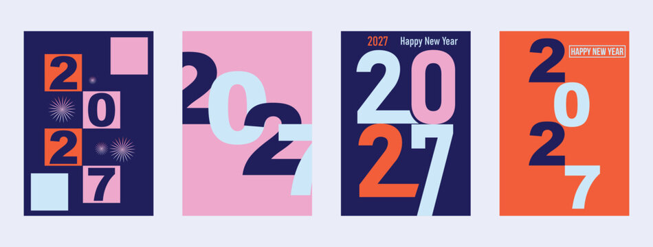 Four modern new year 2027 graphic designs for social media and marketing campaigns