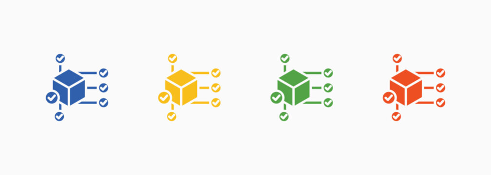 Block Confirmation Icon Set Color Multiple Style Collection Illustration
