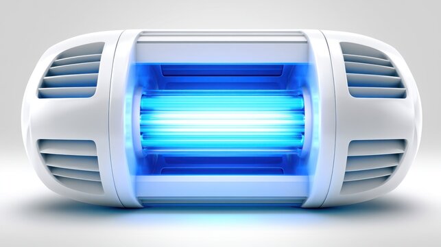 Portable germicidal UV lamp for surface disinfection.