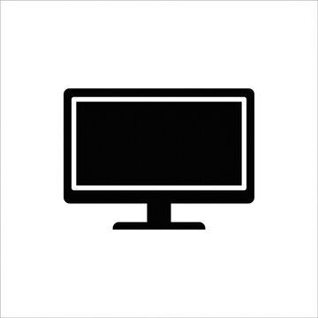 Silhouette of Modern Television Screen on White Background Minimalist Style