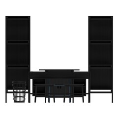 Front view of a white oak black water office furniture set emphasizing premium wooden craftsmanship and practical storage.  © Rio