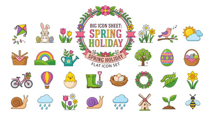 Naklejka premium spring holiday icons