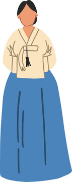 Woman Wearing Traditional Korean Hanbok
