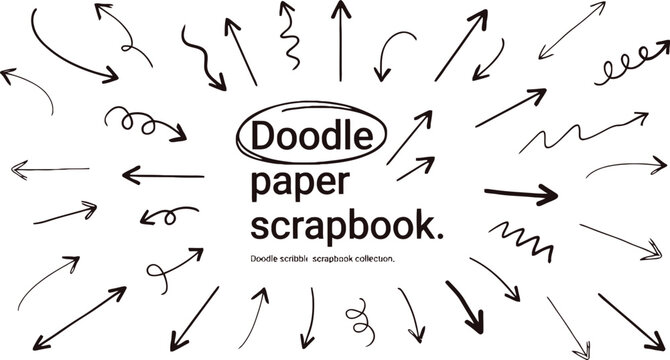 Scrapbook doodle arrow collection with torn paper collage stickers vector illustration