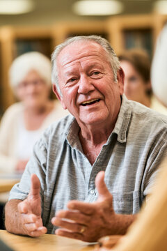 Warm smile lights up the elderly man's face