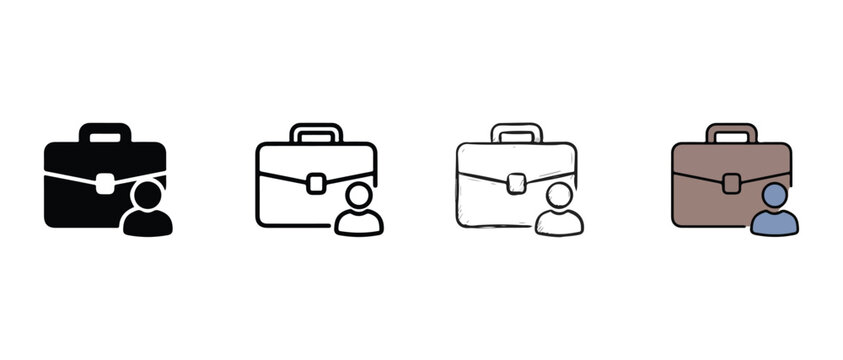 Briefcase icons with person symbols in different colors  business and teamwork  office and professional  briefcases and people