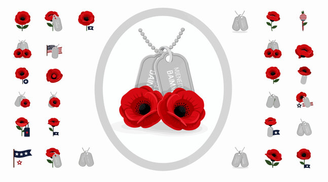 remembrance day poppy dog tags